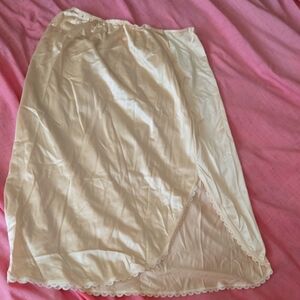 Cream Lace Trim Slip Skirt